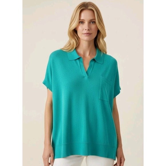 Banana Republic Sweaters - Banana Republic Cotton Linen‎ Blend Johnny Collar Knot  Green Oversized XL/XXL
